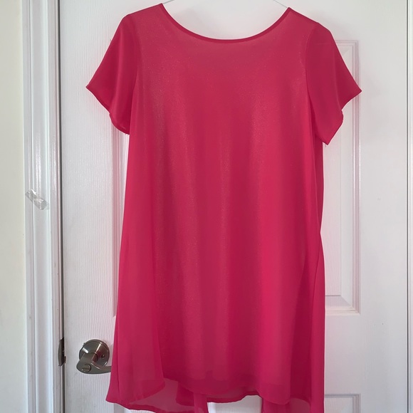 Hot pink dress with zipper at waist - Picture 2 of 6